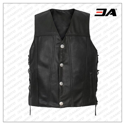 Men Buffalo Nickel Snap Vest - Fashion Leather Jackets USA - 3AMOTO