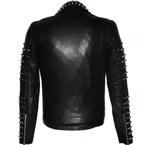 men designer studded leather jacket
