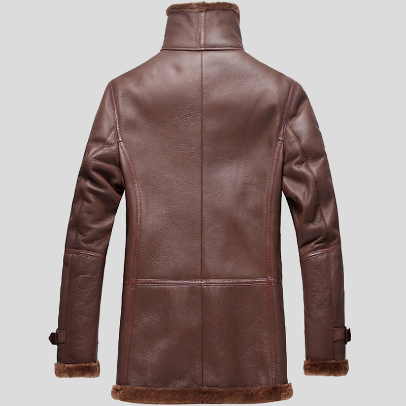 men double breasted shearling sheepskin coat