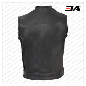 Men Black Leather Vest
