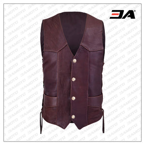 Men Classic Red Wine Leather Vest