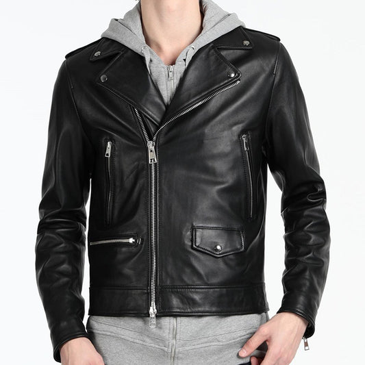 men stylish biker leather jacket - 3amoto shop