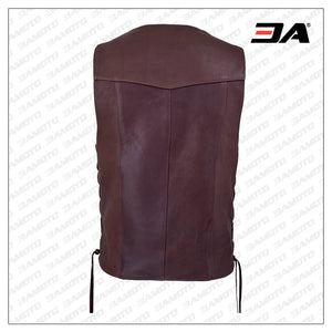 Men Classic Red Wine Leather Vest