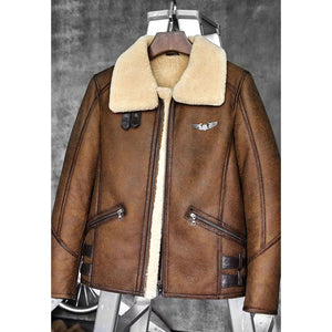B3 Flight Sheepskin Aviator Fur Leather Jacket