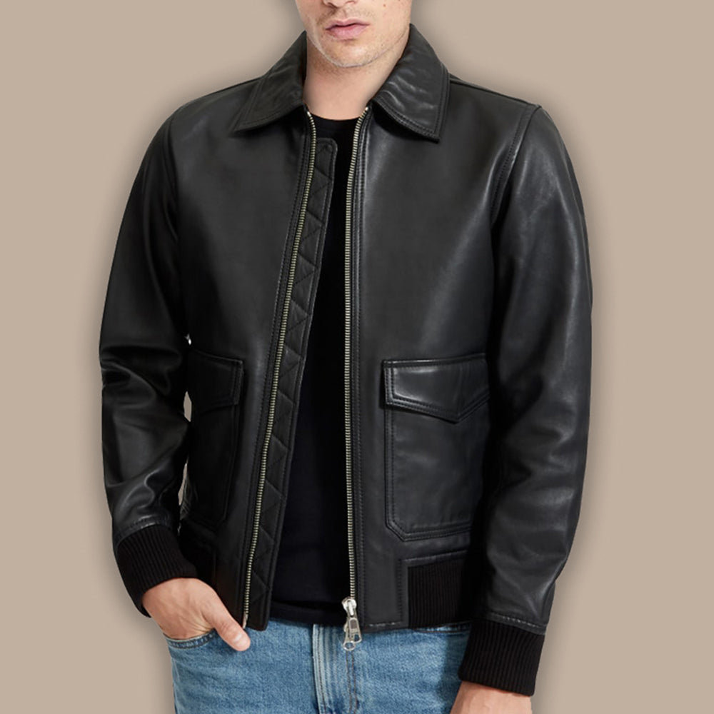 mens biker black bomber jacket