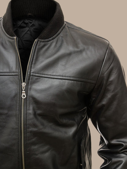 mens black bomber leather jacket