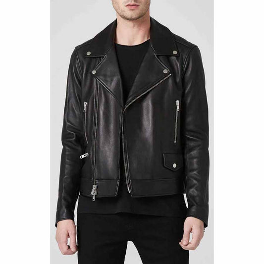 Mens Black Fashion Leather Biker Jacket - Fashion Leather Jackets USA - 3AMOTO