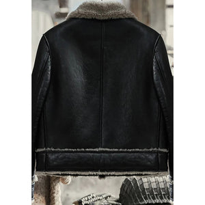 mens black motorbike shearling coat