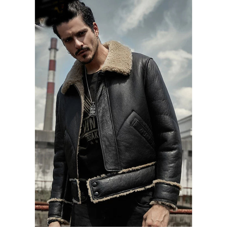 Shearling coat clearance mens moto