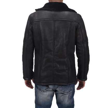 mens black shearling coat