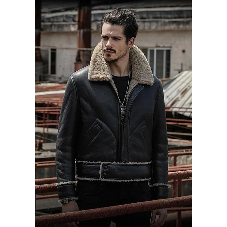 mens black shearling jacket