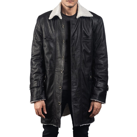 mens black suede shearling coat - Fashion Leather Jackets USA - 3AMOTO