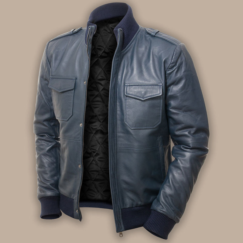 mens blue bomber jacket