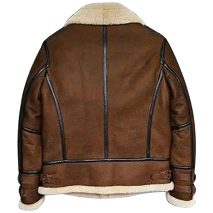 Mens Brown B3 B6 Sheepskin Shearling Bomber Jacket