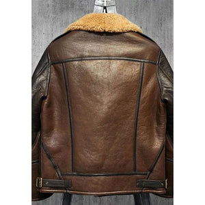 mens brown leather shearling jacket