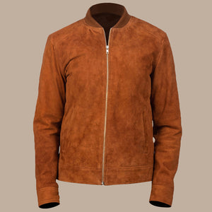 mens brown suede bomber leather jacket