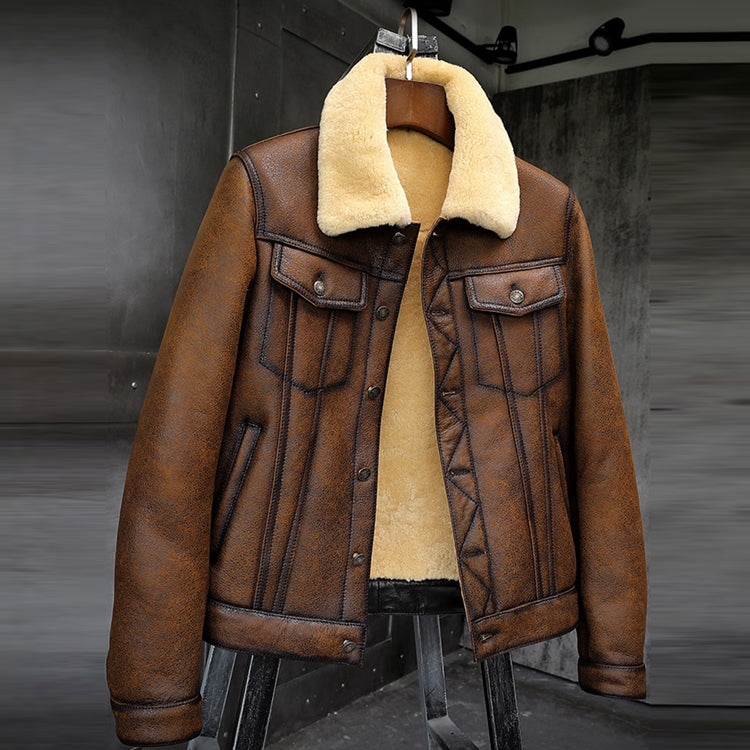 Men's Brown B3 Shearling Flight Aviator Jacket - Buy Sheepskin