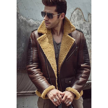 mens camel shearling jacket