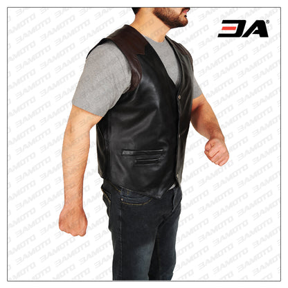 Men Cowboy Leather Vest