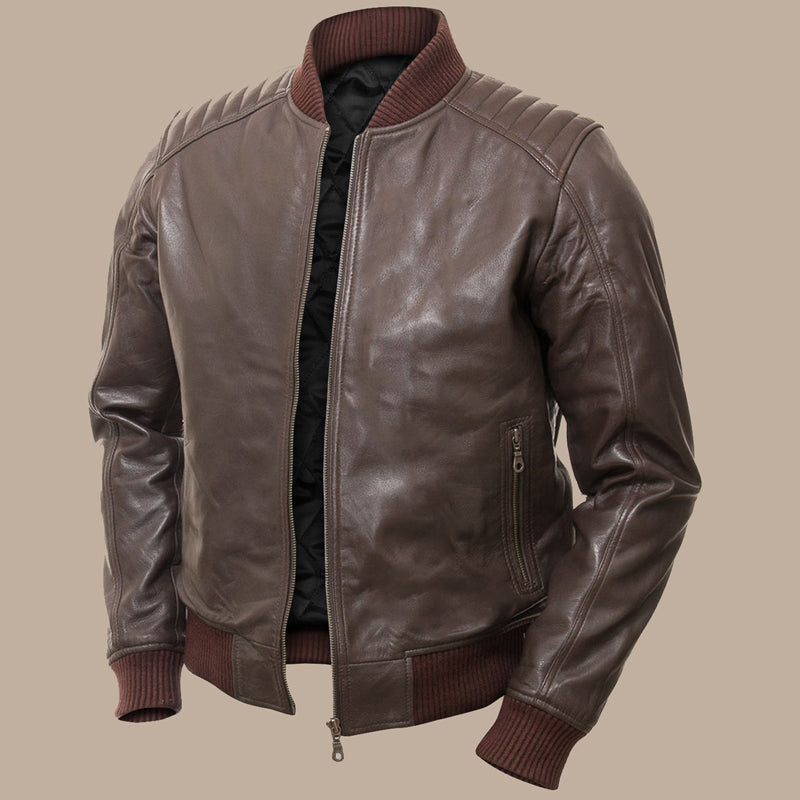 mens dark brown bomber jacket