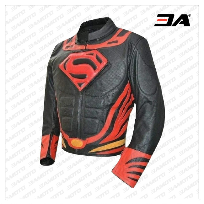 Mens Fashion Motorcycle Superman Real Leather Jacket