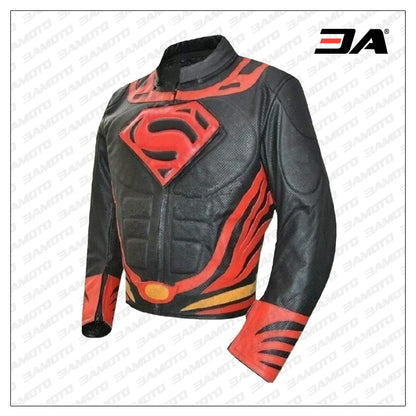 Mens Fashion Motorcycle Superman Real Leather Jacket