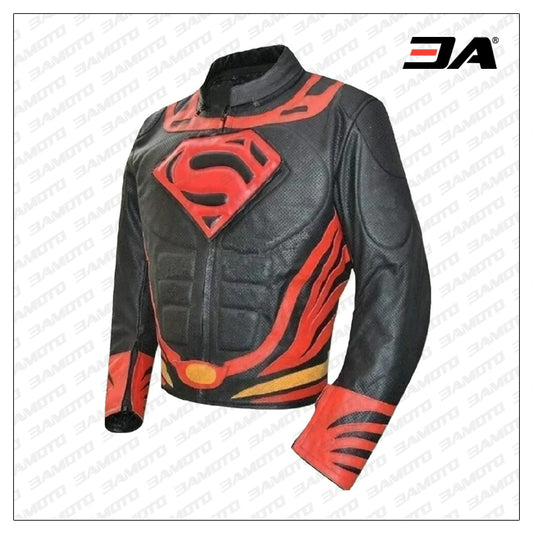 Mens Fashion Motorcycle Superman Real Leather Jacket - 3amoto shop