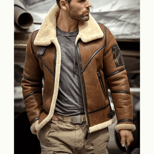 mens flight bomber aviator leather jacket - Fashion Leather Jackets USA - 3AMOTO
