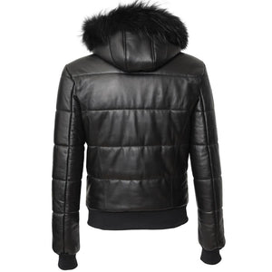 mens genuine leather puffer jacket