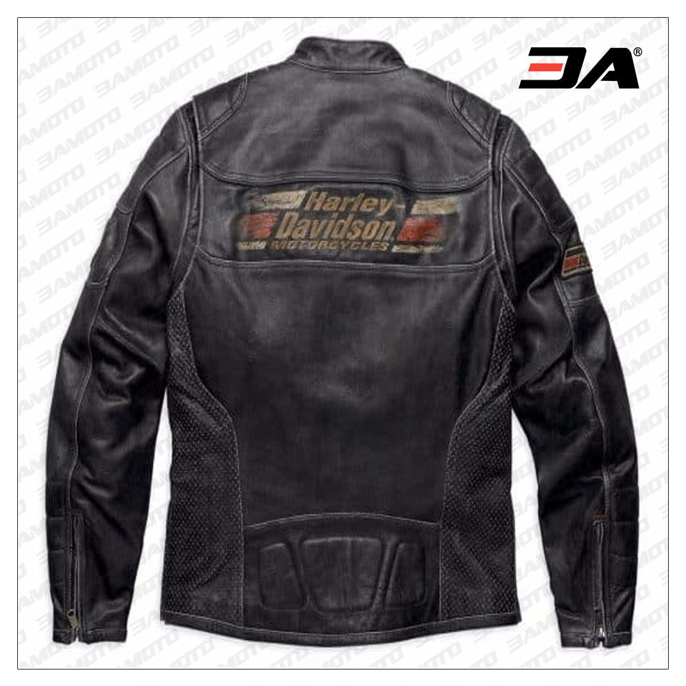Men's Harley Davidson Astor Patches Distressed Leather Jacket
