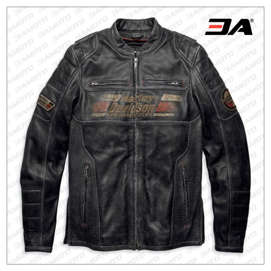 Men’s Harley Davidson Astor Patches Distressed Leather Jacket - Fashion Leather Jackets USA - 3AMOTO