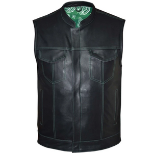 mens leather motorcycle club vest
