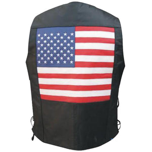 mens leather motorcycle vest american flag