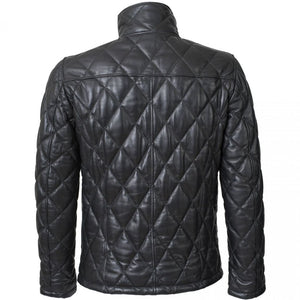 mens leather winter puffer jacket