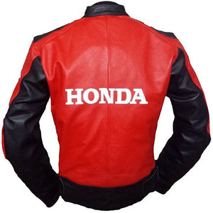 mens motorbike red leather jacket