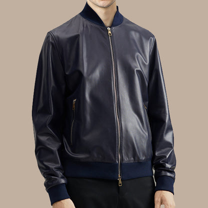 mens navy blue bomber jacket