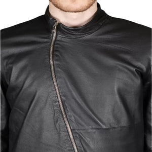 Mens New Cross Flight Black Leather Jumpsuit with Zip Details