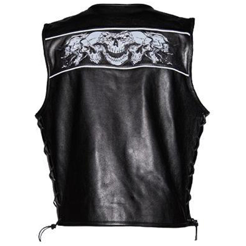 mens premium biker leather vest