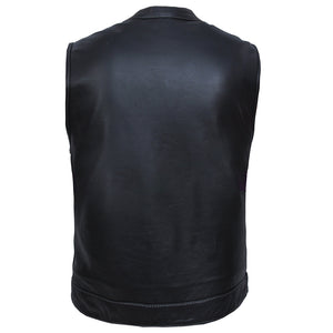 mens premium leather motorcycle vest