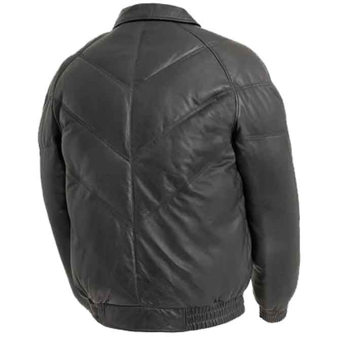 mens puffer lambskin leather jacket