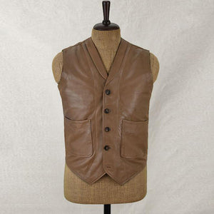mens rock style brown leather biker vest