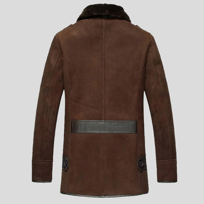 Mens Shearling Brown Reacher Style Coat back