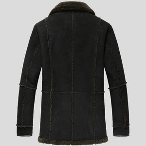 Mens Sheepskin Leather Reacher Style Coat Back