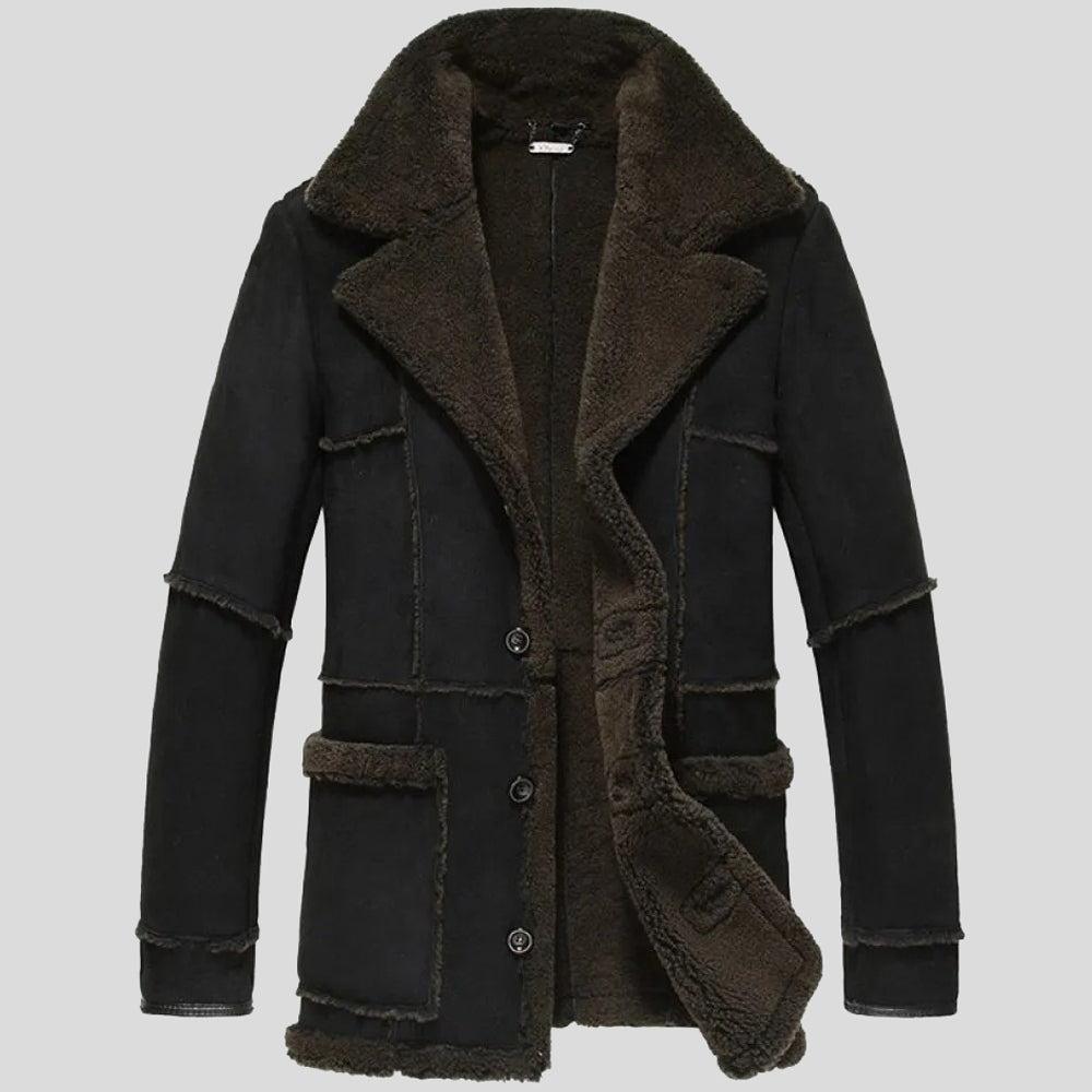 Mens Sheepskin Leather Reacher Style Coat