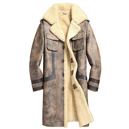 mens sheepskin shearling leather coat - Fashion Leather Jackets USA - 3AMOTO