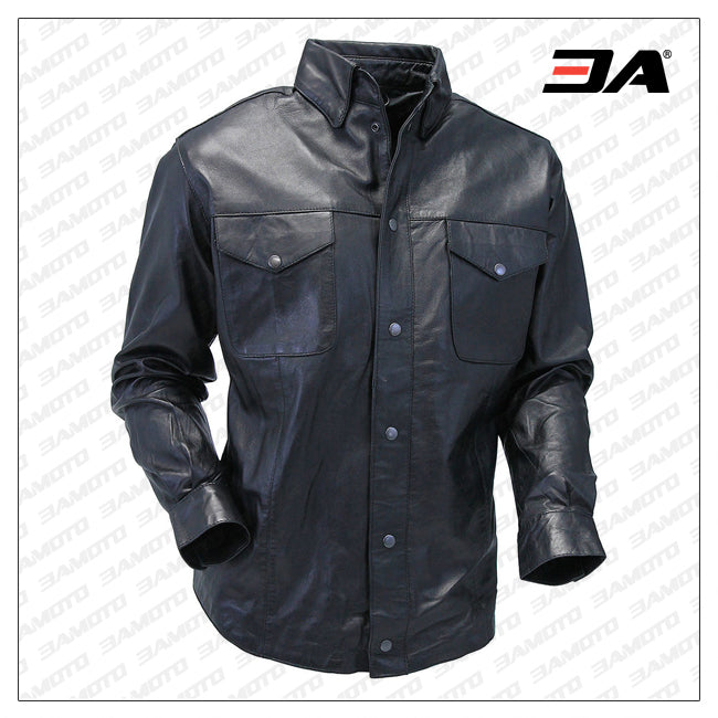 Mens Soft Lambskin Leather Shirt Deal