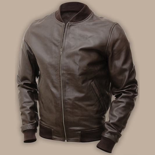 mens stylish brown bomber jacket - Fashion Leather Jackets USA - 3AMOTO