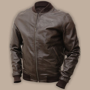 mens stylish brown bomber jacket
