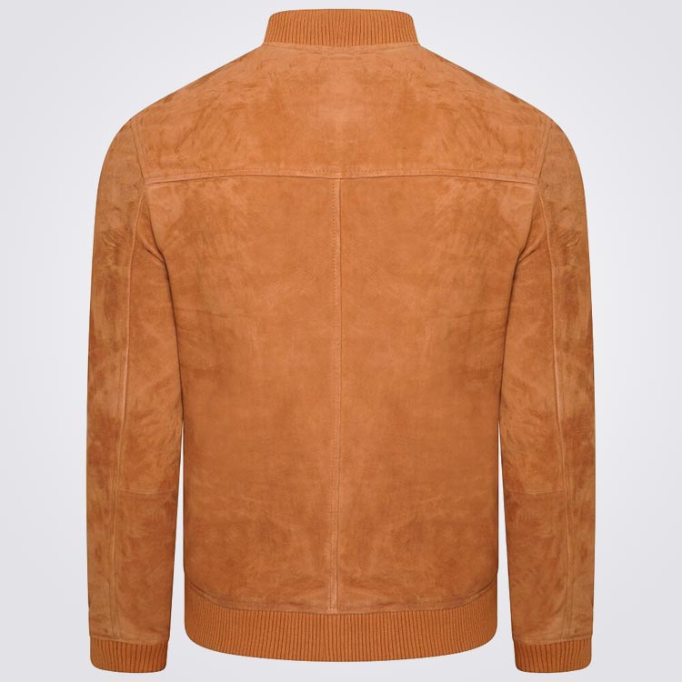 Men’s Tan Suede Bomber Jacket