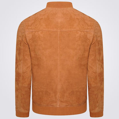 Men’s Tan Suede Bomber Jacket